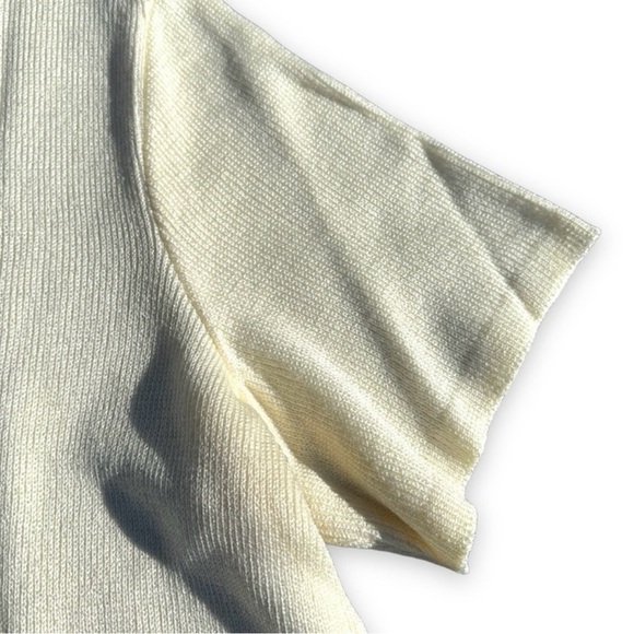 Vintage Mita Pastel Yellow Top Short Sleeve Windowpane Sweater Women’s Size XL - Picture 9 of 11